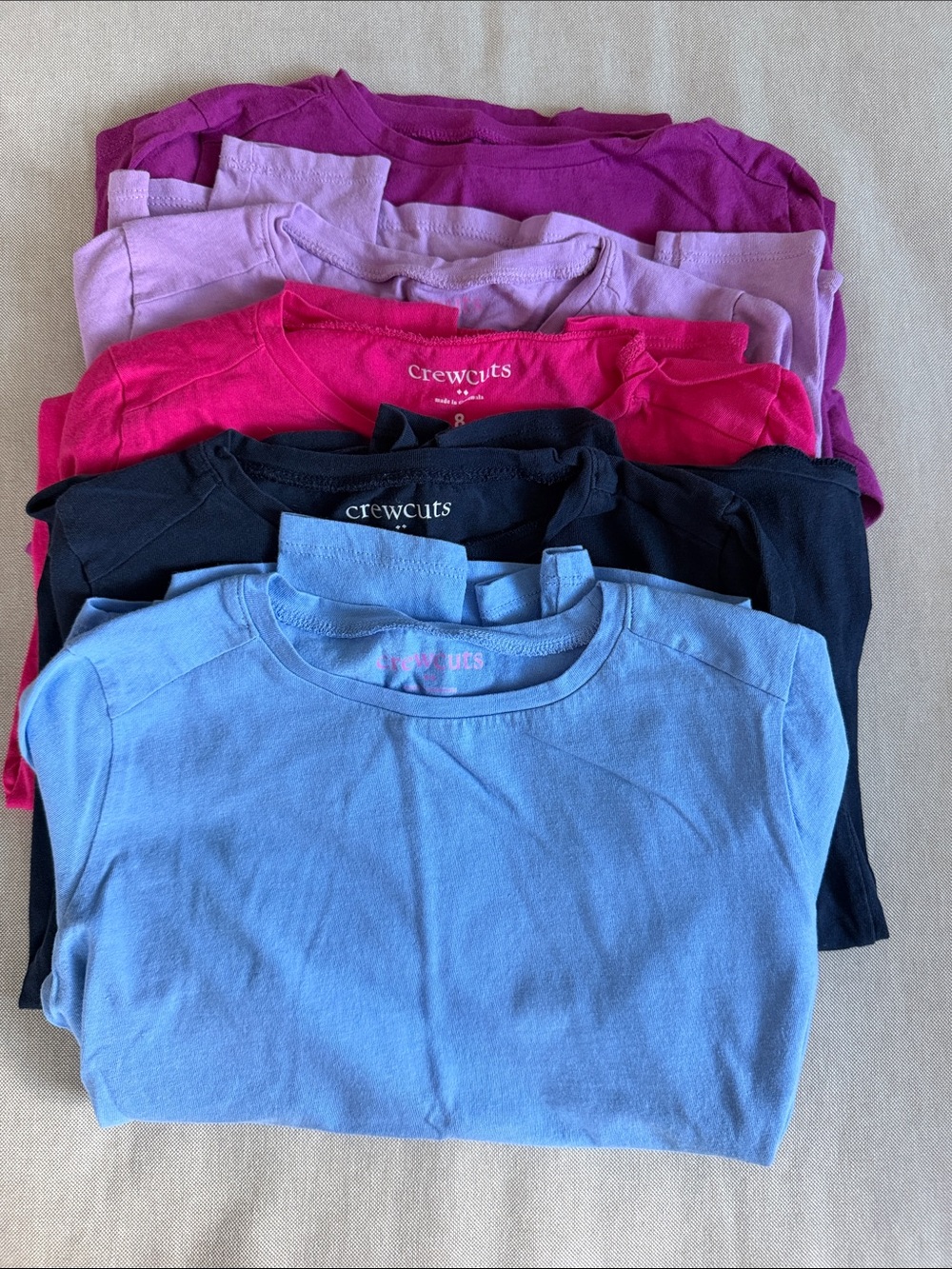 Crewcuts long sleeve shirts, set of 5.  Girls size 8.